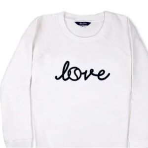 Ame & Lulu White Sweatshirt with Blue 'Love' Embroidery size small